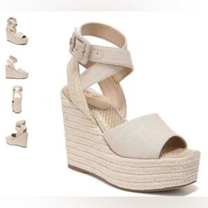 Sam Edelman 🔥Vada Natural Linen Espadrille Wedge Women's Size 10
